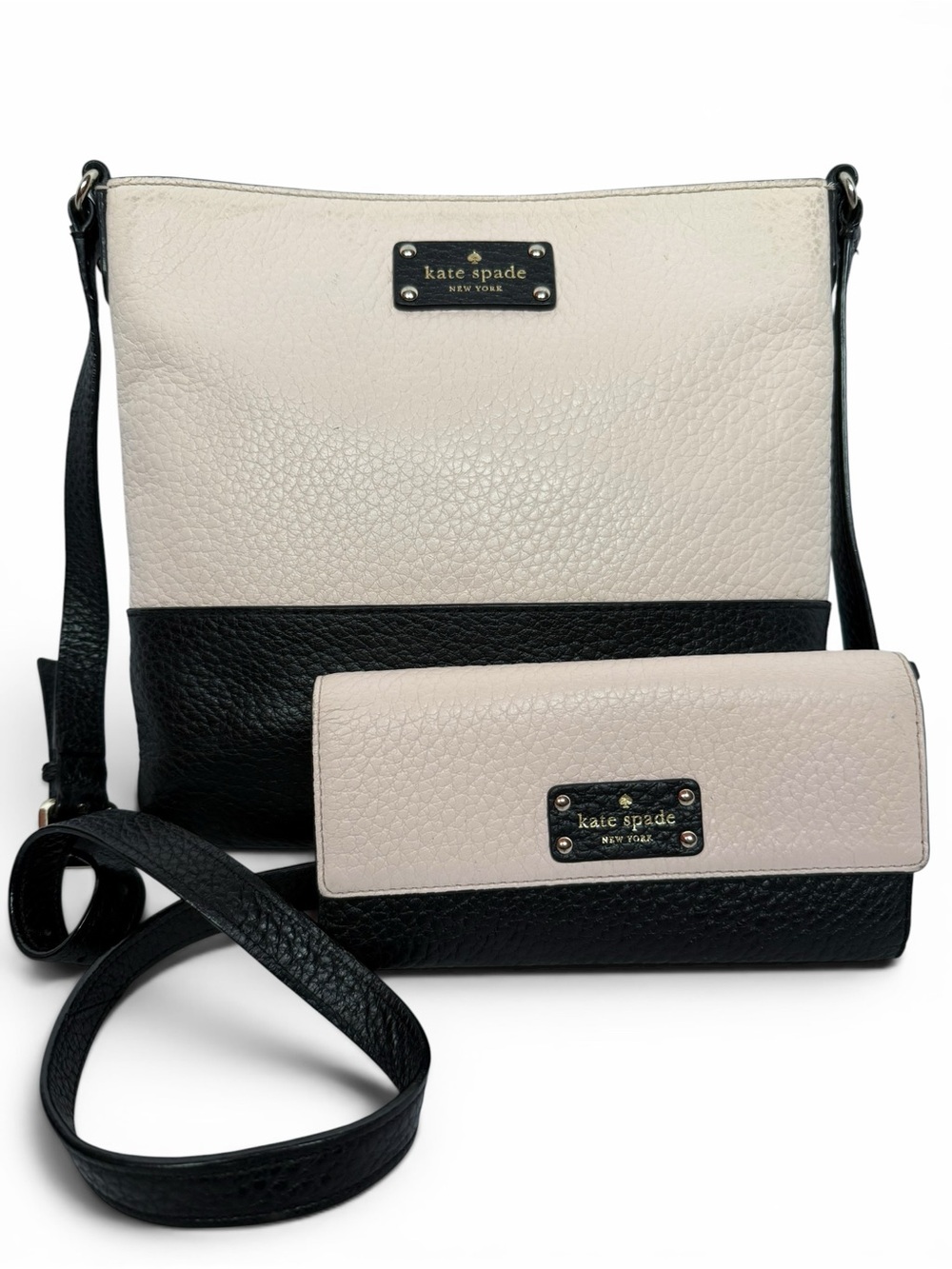 Kate Spade Leather Crossbody Bag & Wallet Set Blush Pink Black